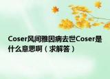 Coser风间雅因病去世Coser是什么意思啊（求解答）