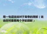用一句话说说对于青春的理解（说说你对青春两个字的理解）