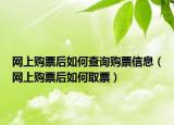 网上购票后如何查询购票信息（网上购票后如何取票）