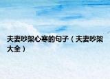 夫妻吵架心寒的句子（夫妻吵架大全）