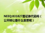 NEEQ:831827是证券代码吗（公开转让是什么意思呢）