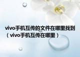 vivo手机互传的文件在哪里找到（vivo手机互传在哪里）
