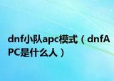 dnf小队apc模式（dnfAPC是什么人）