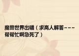 魔兽世界出错（求高人解答~~~帮帮忙啊急死了）