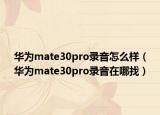 华为mate30pro录音怎么样（华为mate30pro录音在哪找）