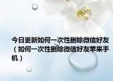 今日更新如何一次性删除微信好友（如何一次性删除微信好友苹果手机）