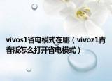 vivos1省电模式在哪（vivoz1青春版怎么打开省电模式）