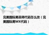 完美国际男巫师代码怎么改（完美国际男WX代码）