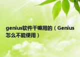 genius软件干嘛用的（Genius怎么不能使用）