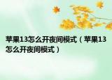 苹果13怎么开夜间模式（苹果13怎么开夜间模式）