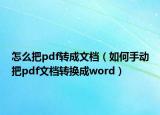 怎么把pdf转成文档（如何手动把pdf文档转换成word）