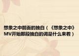 想象之中前面的独白（《想象之中》MV开始那段独白的词是什么来着）