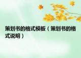 策划书的格式模板（策划书的格式说明）