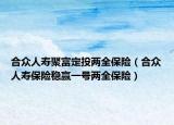 合众人寿聚富定投两全保险（合众人寿保险稳赢一号两全保险）