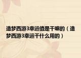 造梦西游3幸运值是干嘛的（造梦西游3幸运干什么用的）