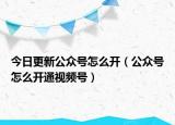 今日更新公众号怎么开（公众号怎么开通视频号）