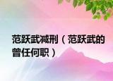 范跃武减刑（范跃武的曾任何职）
