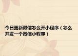 今日更新微信怎么开小程序（怎么开发一个微信小程序）
