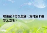 联通宝卡怎么激活（支付宝卡通怎么激活）