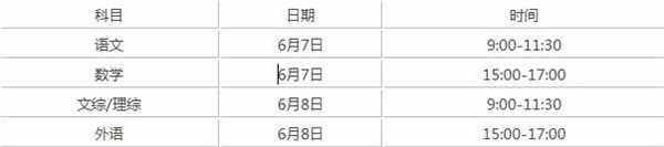 国高考什么时候考试