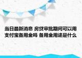 当日最新消息 房贷审批期间可以用支付宝备用金吗 备用金用途是什么