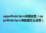 oppofindx3pro详细设置（oppofindx3pro导航键怎么设置）