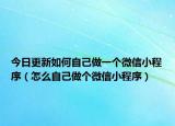今日更新如何自己做一个微信小程序（怎么自己做个微信小程序）