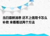 当日最新消息 还不上信用卡怎么补救 来看看这两个方法