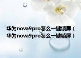 华为nova9pro怎么一键锁屏（华为nova9pro怎么一键锁屏）