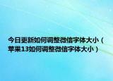 今日更新如何调整微信字体大小（苹果13如何调整微信字体大小）