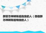 群里怎样转账给指定的人（微信群怎样转账给特定的人）