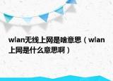 wlan无线上网是啥意思（wlan上网是什么意思啊）