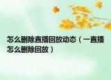 怎么删除直播回放动态（一直播怎么删除回放）