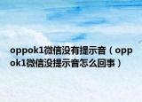 oppok1微信没有提示音（oppok1微信没提示音怎么回事）