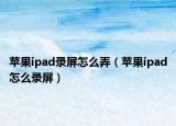 苹果ipad录屏怎么弄（苹果ipad怎么录屏）