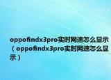 oppofindx3pro实时网速怎么显示（oppofindx3pro实时网速怎么显示）