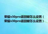 荣耀v30pro返回键怎么设置（荣耀v30pro返回键怎么设置）