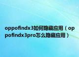 oppofindx3如何隐藏应用（oppofindx3pro怎么隐藏应用）
