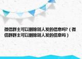 微信群主可以删除别人发的信息吗?（微信群群主可以删除别人发的信息吗）
