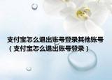 支付宝怎么退出账号登录其他账号（支付宝怎么退出账号登录）