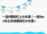 一加9通知栏上小水滴（一加9pro怎么关闭通知栏小水滴）