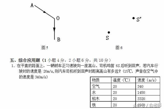 八年级物理上册期末测试卷及答案，期末了，同学们测试一下！