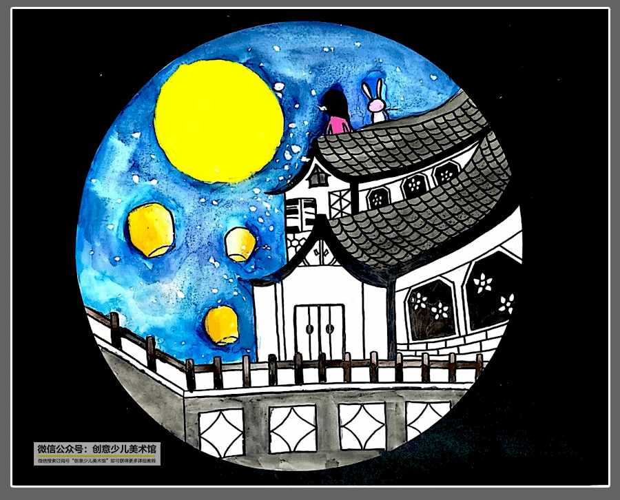 绘画参考素材｜中秋节儿童画创意合集，每一张都是备课的好素材