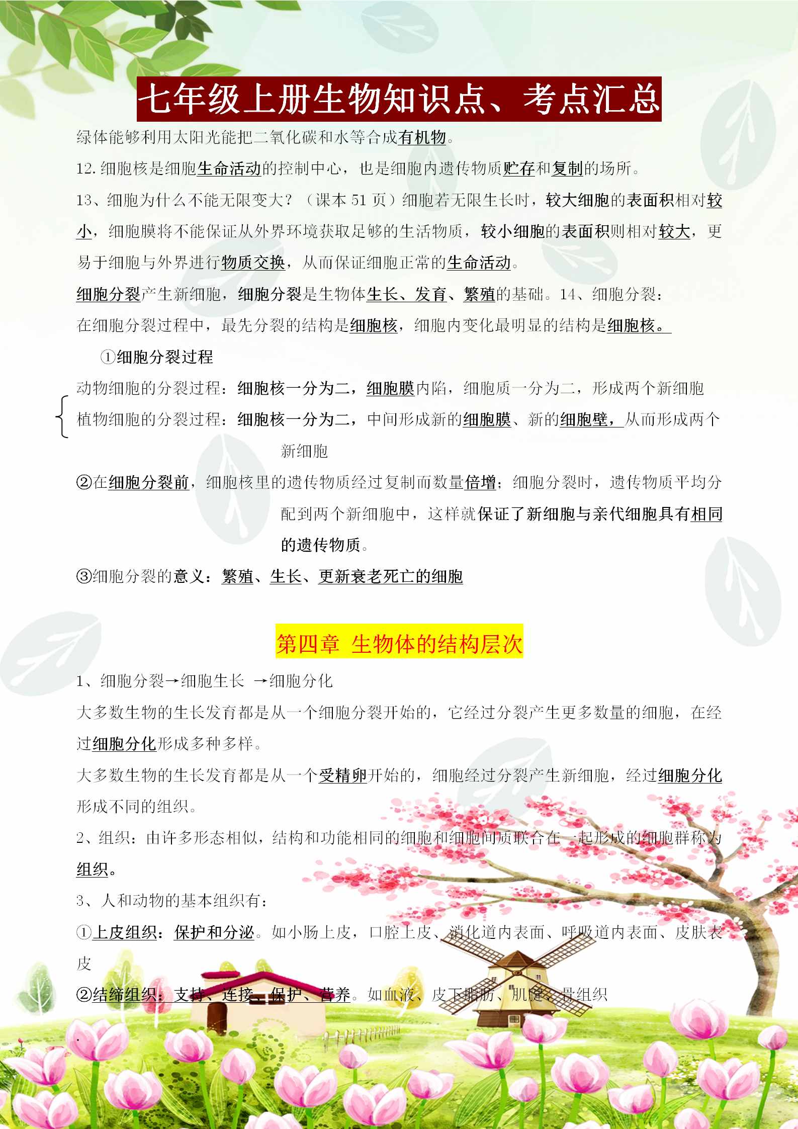 七年级上册生物必背知识点、考点汇总，这样背记节省80%的时间