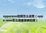 opporeno拍照怎么设置（oppo reno怎么用音量键拍照）