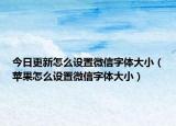 今日更新怎么设置微信字体大小（苹果怎么设置微信字体大小）