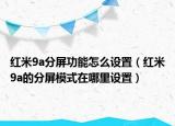 红米9a分屏功能怎么设置（红米9a的分屏模式在哪里设置）