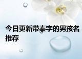 今日更新带泰字的男孩名推荐