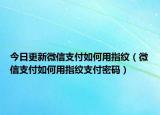 今日更新微信支付如何用指纹（微信支付如何用指纹支付密码）