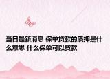 当日最新消息 保单贷款的质押是什么意思 什么保单可以贷款